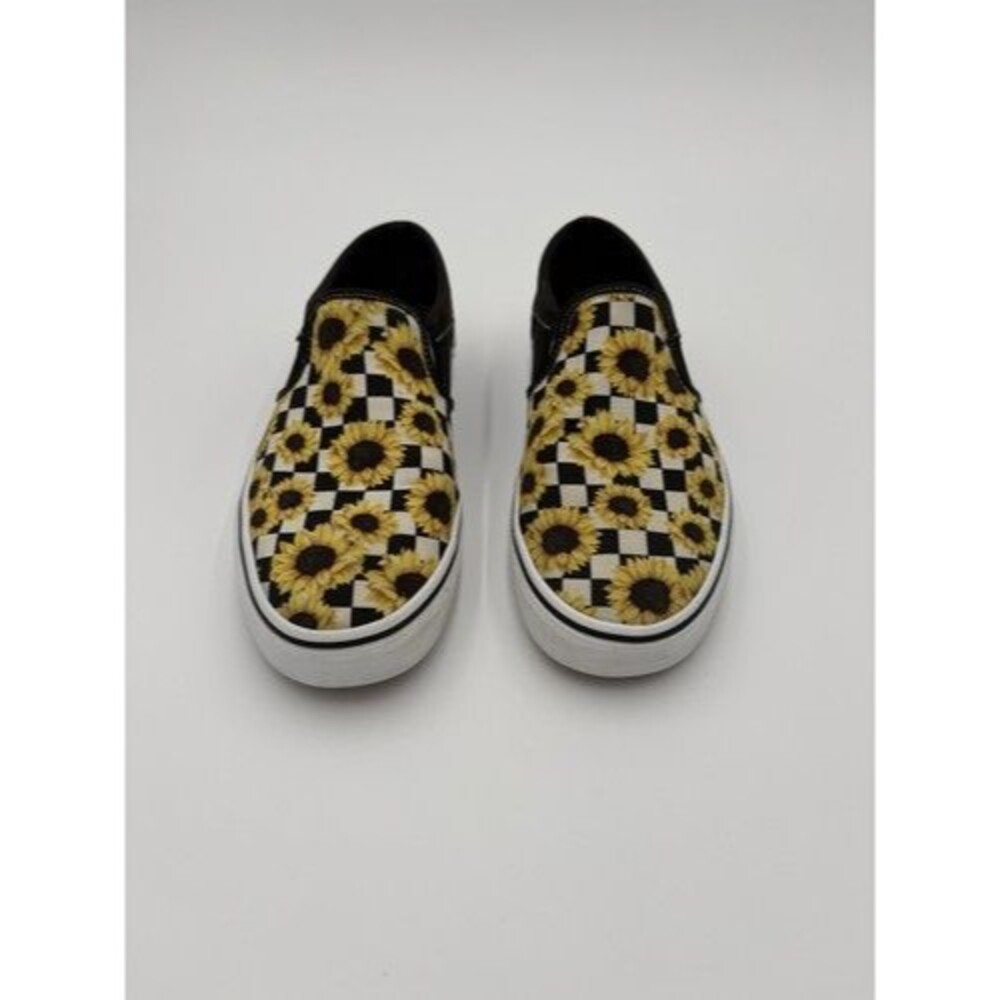 Vans Classic Slip-On Sunflower Checkerboard Shoes Women's Size 11
